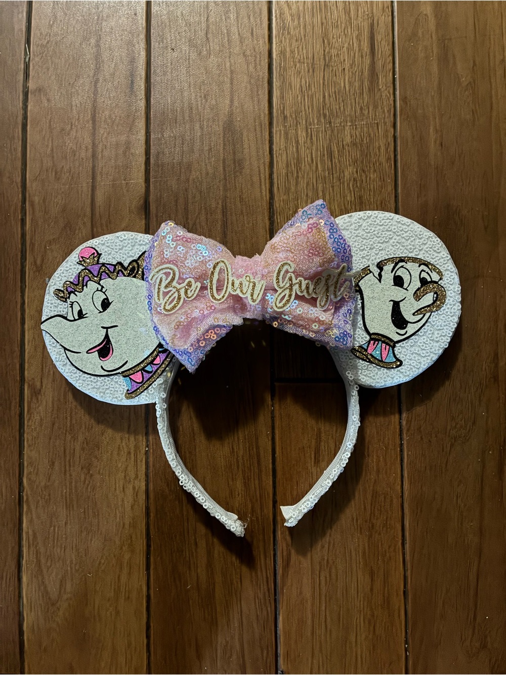 Disney Pink Sequin 'Be Our Guest' Mouse Ear Headband